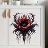 Evil Chomper Flower Wall Stickers Halloween Decor Peel and Stick Vinyl Art for Bedroom Bathroom Cabinet Home Decoration