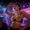 Festival Psychédélique Ongles Bras Ventre Danse Haut Avec Strass Scintillants Pour Spectacles de Danse