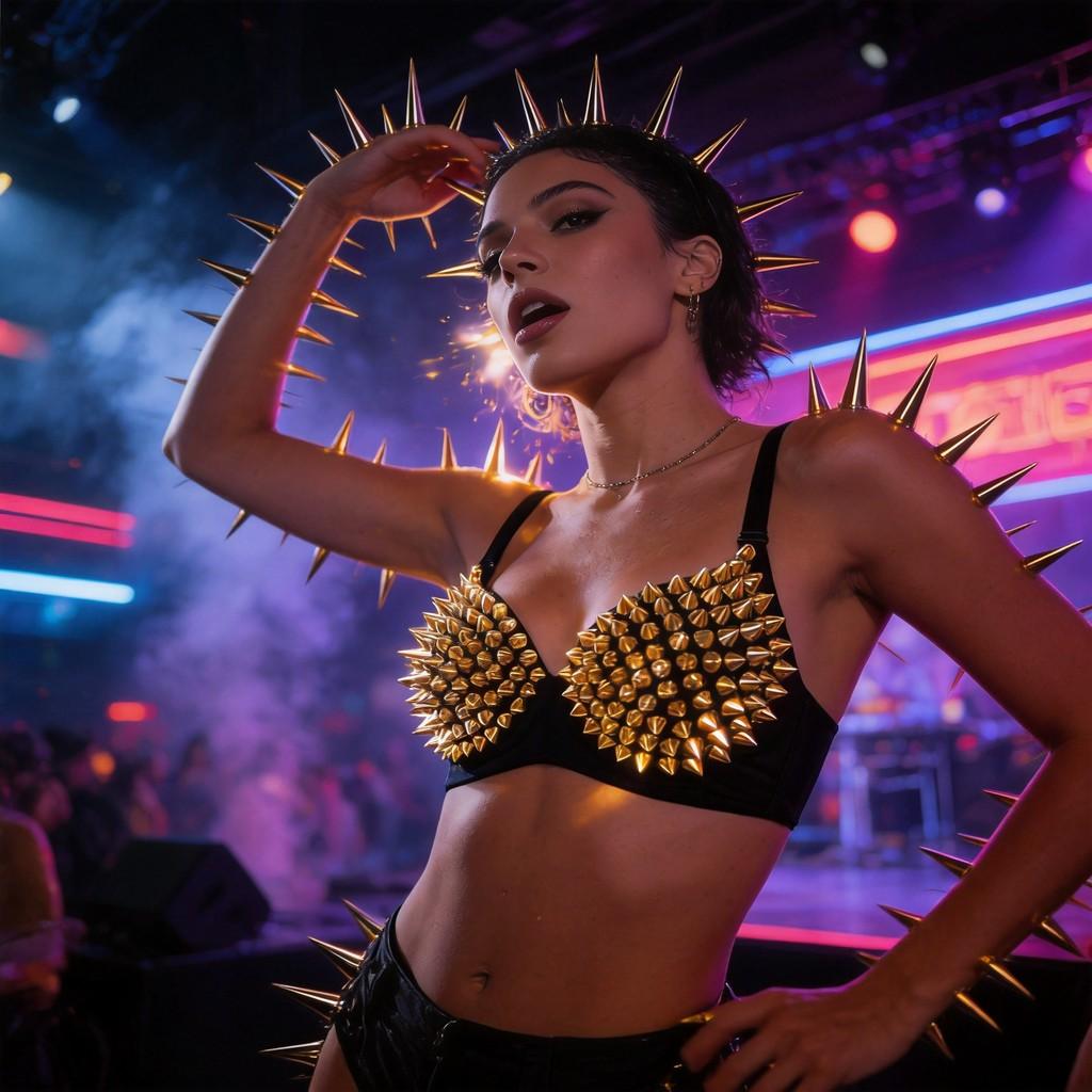 Festival Psychédélique Ongles Bras Ventre Danse Haut Avec Strass Scintillants Pour Spectacles de Danse