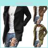 Men Lapel Trench Coat Outwear Overcoat Elegant Long Sleeve Winter Casual Warm Jacket