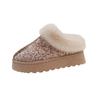 Thick-soled outer wear short snow boots for women's winter new sequins, piled and thickened warm cotton shoes wholesale