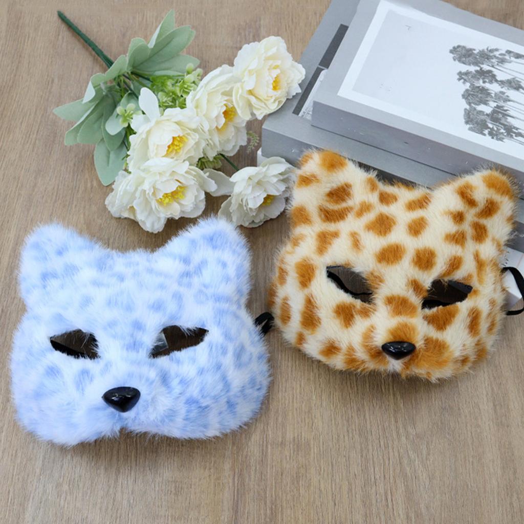 Maschera di Volpe Lupo Peluche Gatti Maschera Mezza Faccia Maschera per Occhi Volpi Gatti Lupo Costume Cosplay per Halloween Mascherate
