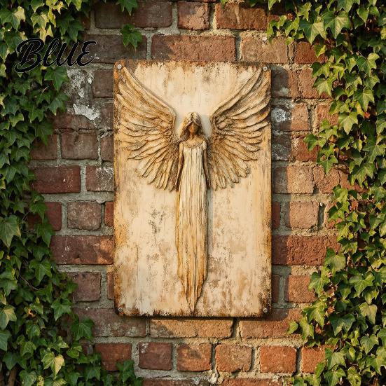 Vintage Farmhouse Decor 3Pcs Guardian Angel Wall Signs Rustic Distressed Metal Sign Home Art for Indoor Outdoor Memorial Christian Decoration