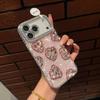 Luxury love shell pattern is suitable for iPhone17promax mobile phone case Apple 16 love rhinestone 12 fine hole women
