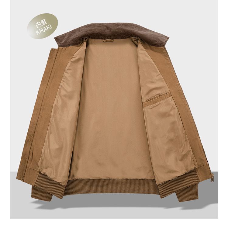 2026 Men's Pure Cotton Lapel Jacket: Trendy American Casual Workwear Style for Spring and Autumn.