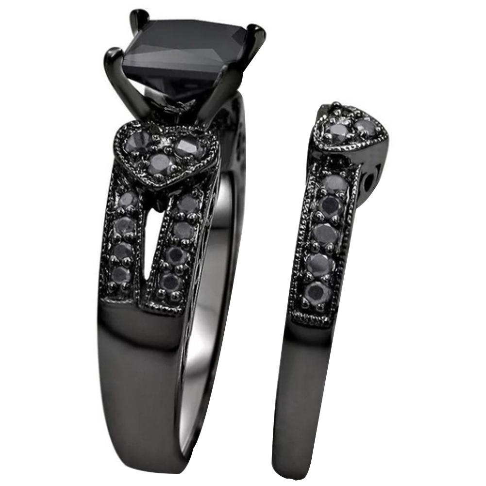 BLUELANS PIERŚCIONKI Pierścionki z sześciennymi sercami 2 szt./zestaw Kwadratowe pierścionki na palec Damska biżuteria imprezowa