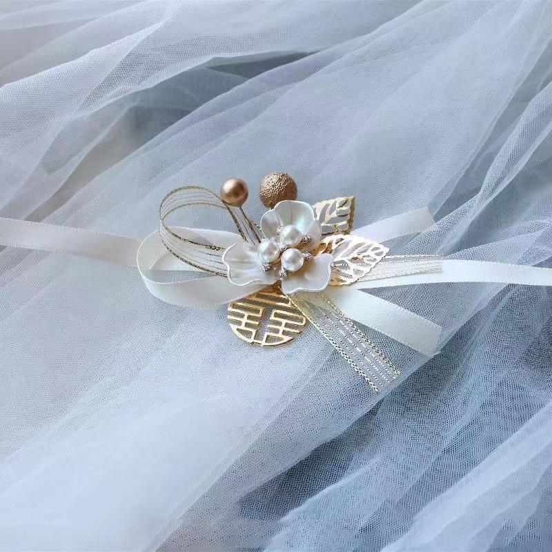 Rechizite rafinate pentru nunta Mireasa Trifoi de perle Incheietura maini Floare Bratara eleganta pentru domnisoara de onoare Bijuterii Accesorii Cadouri