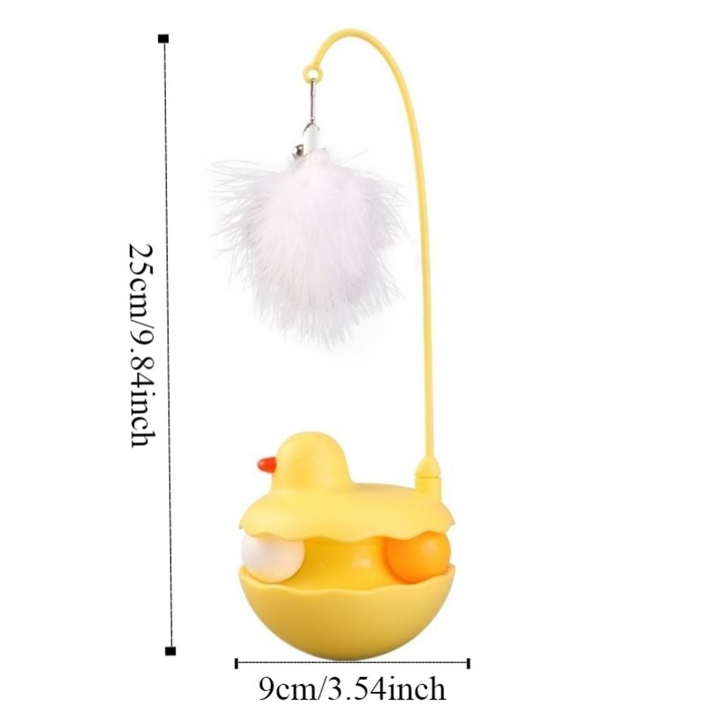 360 ° Rotation Tumbler Cat Toy Bite Resistant Duck Shaped Kitten Play Wand with Bells with Feathers Self Entertaining Toy