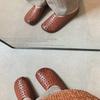 Fashion 2025 New Summer Slippers Genuine Leather Women Shoes Fashion Hollow Out Mules Round Toe Med Heels Cover Toe Slippers Sandals