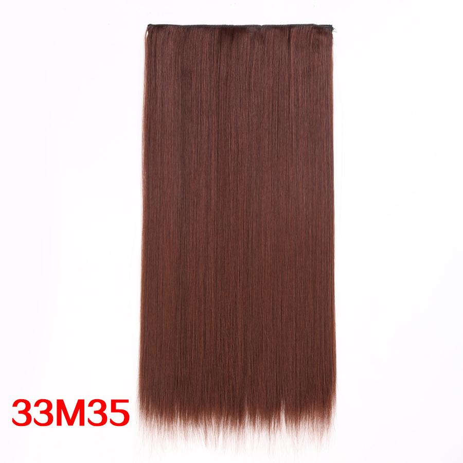 Leeons 5 Clips In Hair Extensions Synthetic Straight Heat-Resisting Fiber Clip On 24 Inch Blonde Brown Fashion Color For Women