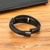 Bracciale Aquila Animale per Uomo Mano Multi-Strati Pelle Nera con Chiusura Magnetica Gioielli Regalo per Fidanzato