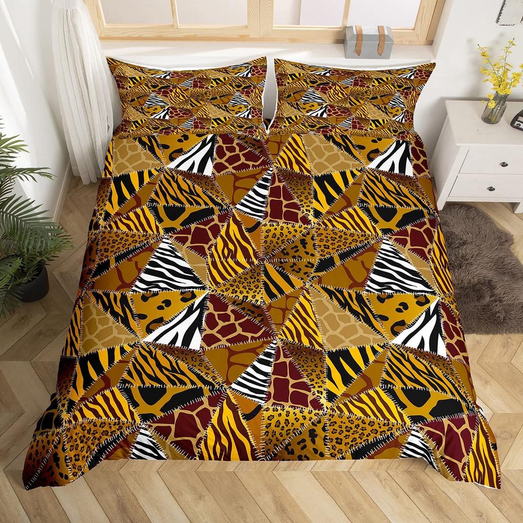 Zestaw poszew na kołdrę ze skóry krowiej Rozmiar King Size Patchwork Nadruk z futra krowiego Zestaw pościeli ze zwierzętami gospodarskimi Styl Western Farmhouse Poszewa na kołdrę