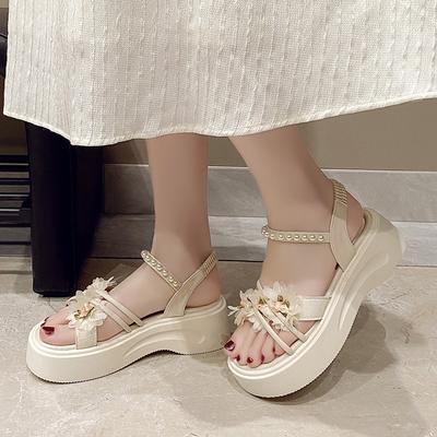 Sommer Neue Sandalen für Mädchen Perlen Perlenbesatz Weiche Plateauschuhe Kinder Lässig Zehenfrei Strand Party Schuhe mit Schleife
