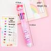 Cartoon Multi-Color Click Ballpoint Pen - Cute Ten-Color Planner Pen for Students, Creative Stationery Prize