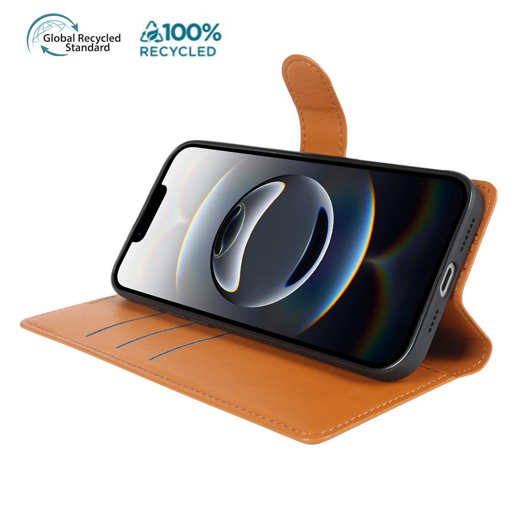 For iPhone 16e Stand Case Biobased Eco-Friendly RPET RPVB Slim Phone Cover with Wallet