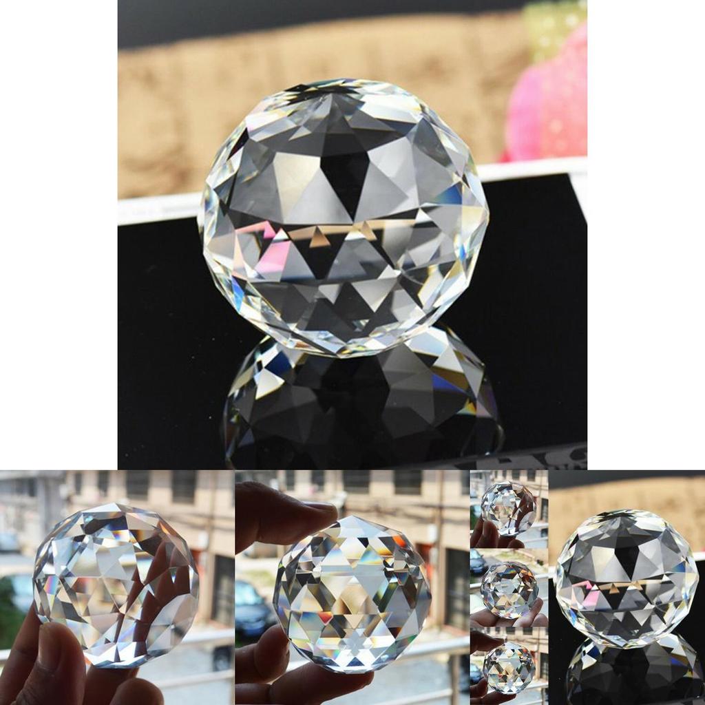 Exquisite Clear Cut Crystal Sphere 50mm Faceted Gazing Ball Prisms For Elegant Home Decor
