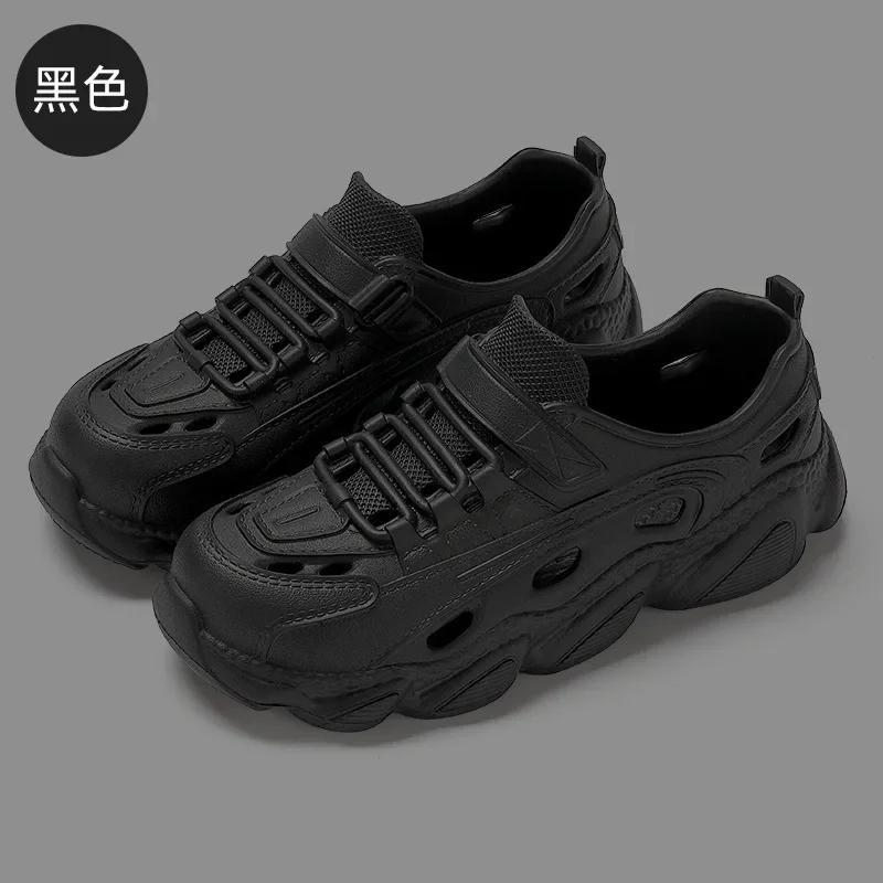 

Модные мужские сандалии, женские сандалии на толстой подошве, сандалии на платформе из ЭВА, модные садовые туфли для женщин, уличные нескользящие пляжные тапочки 39 чёрный