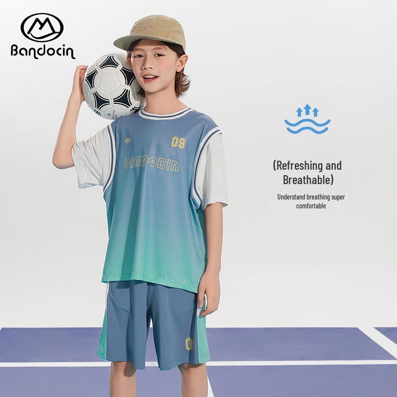 Boys' Summer Faux Two-Piece Sportswear Set