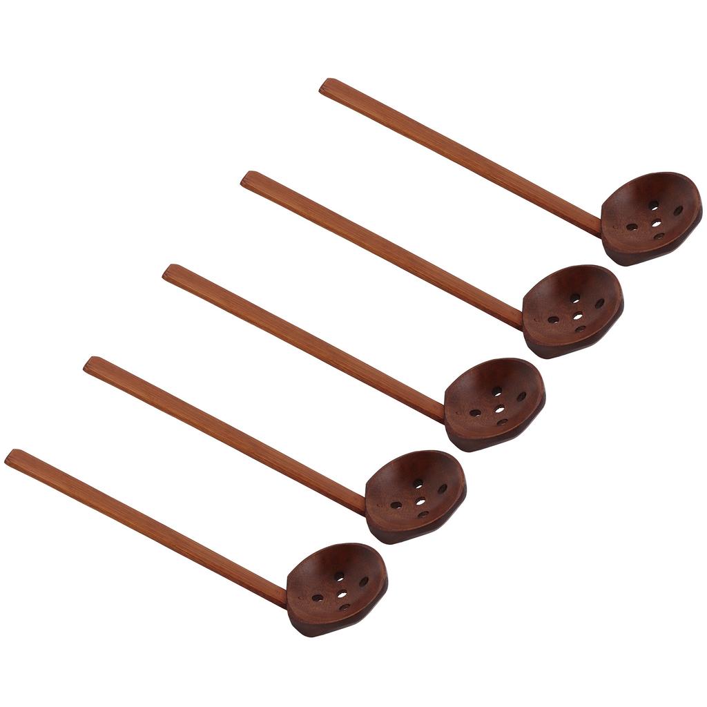 5Pcs Wooden Spoons Sturdy Handle Hand Polished Smoother Light Weight Japanese Tortoise Spoon for Restaurant Gifts