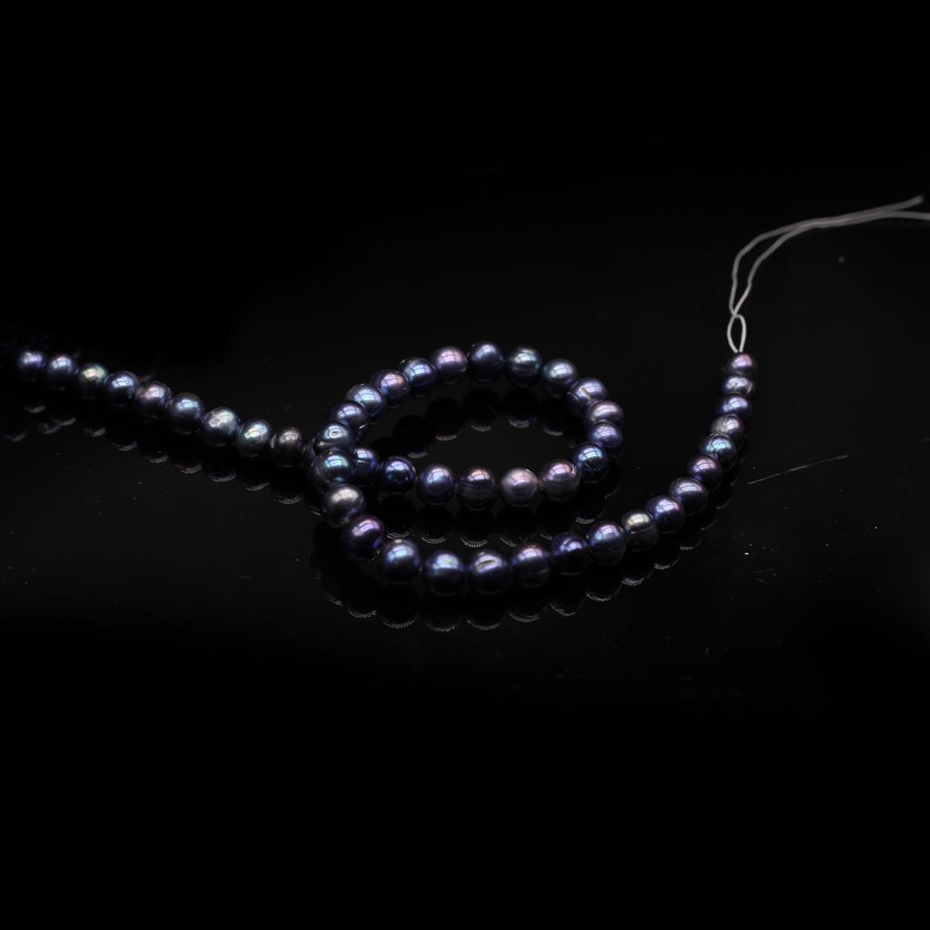 1String, Black Natural Freshwater Pearls, Handmade Near Round Pearl Beads for Jewelry Making DIY Necklaces, Bracelets Craft (Beads 8-9mm, Length 36cm)