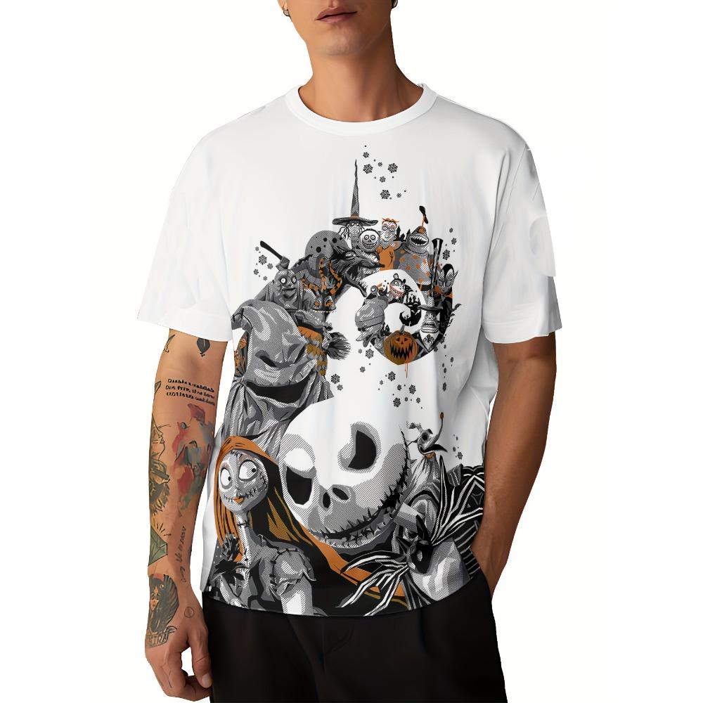 Men'S Summer T-Shirt Featuring 3D Digital Prints with a Trendy Street Graffiti Skull Design Casual And Comfortable Fit