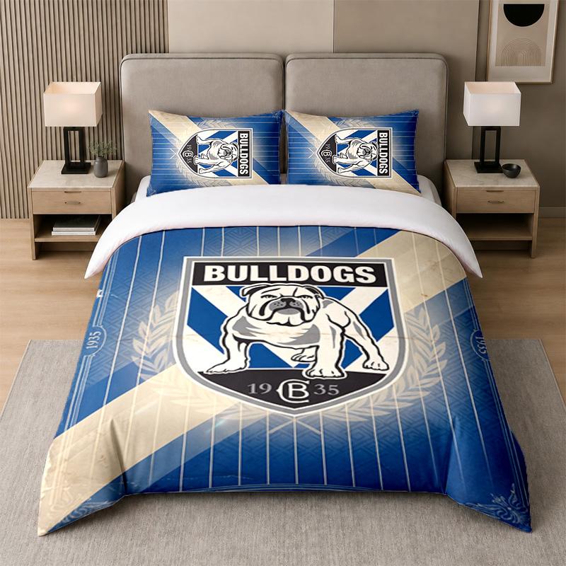 3Pcs Bedding SetCanterbury-Bankstown Bulldogs Soft Bed Sheet and Two Pillowcases Home Bedroom Decor