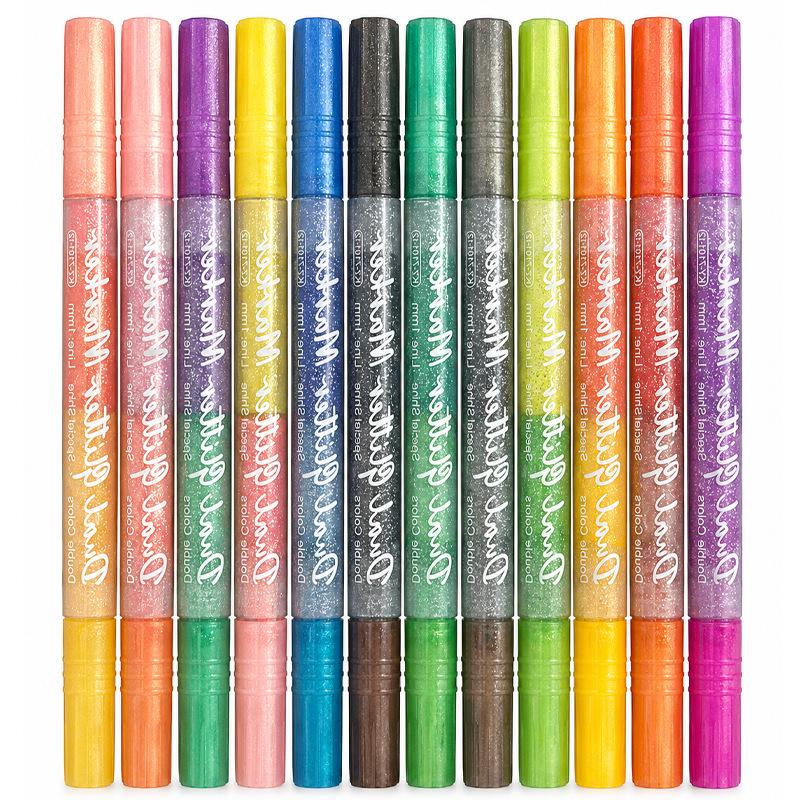 24-Color Dual-Tip Glitter Marker Set for Journaling, Painting & Graffiti