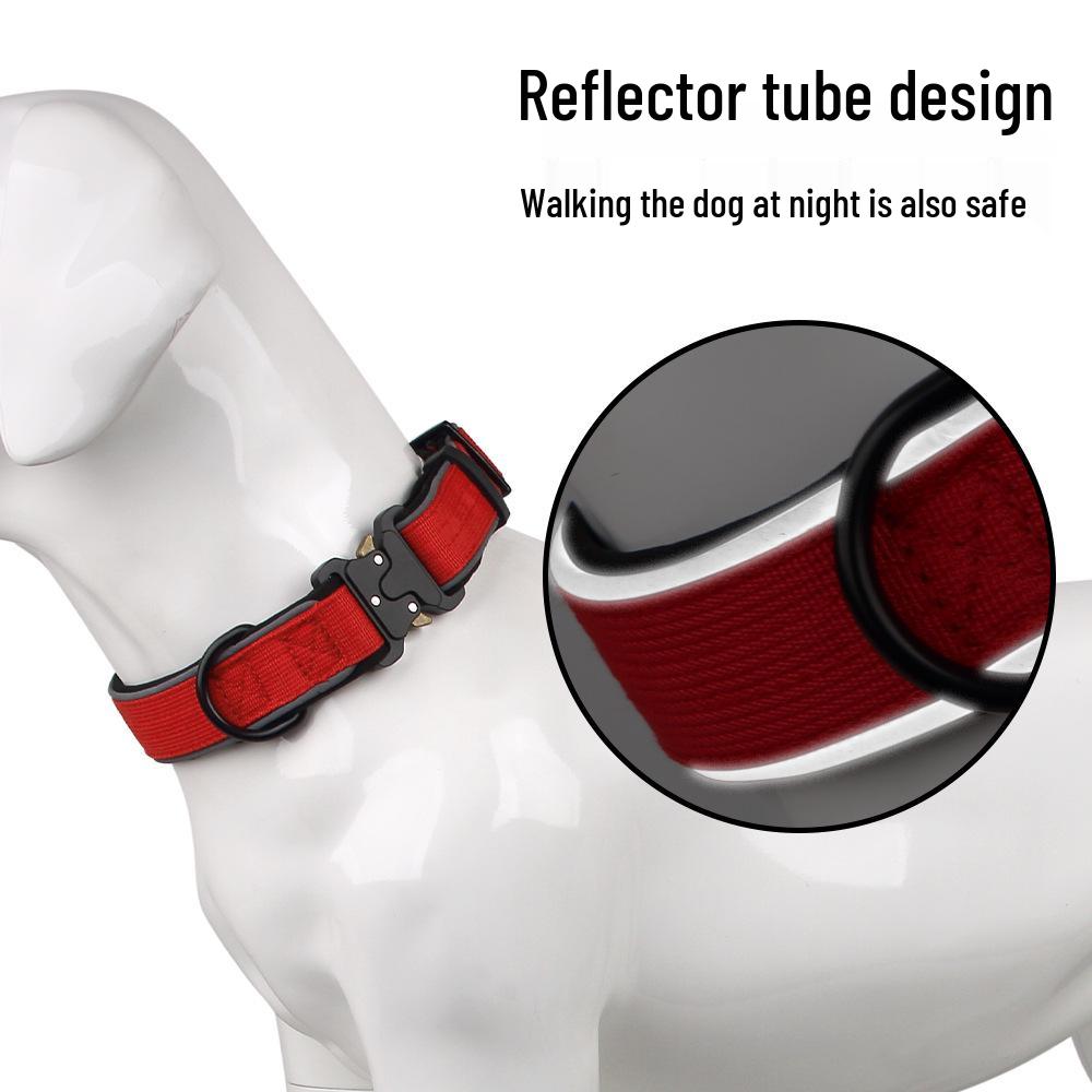 Reflective Tactical Dog Collar, Adjustable Neckband for Small to Large Dogs - Budala Duo
