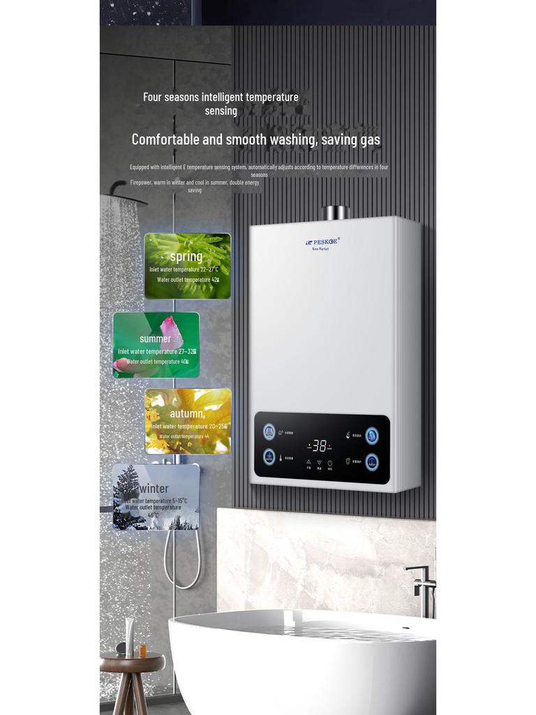 Hemisphere 12L/16L Natural Gas Water Heater, Electric Constant Temp, Forced Exhaust, Balanced LPG