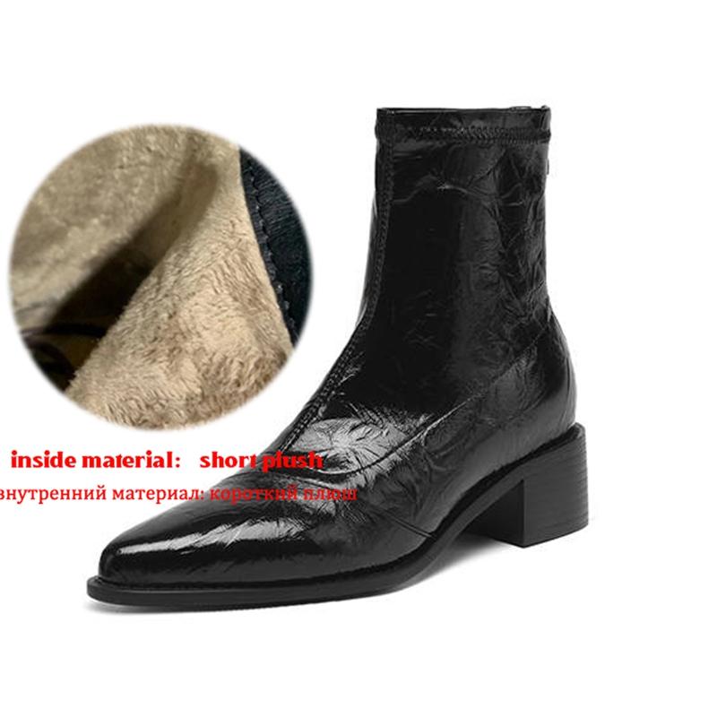 Krazing Po Microfiber Winter Pointed Toe Size 33 Western Boots Size 43 Concise Style Beauty Lady Med Heels Ankle Boots