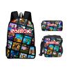 Mochila Escolar Lancheira Estojo Conjunto 3 em 1 Estampa Roblox Mochila para Crianças Escola Viagem