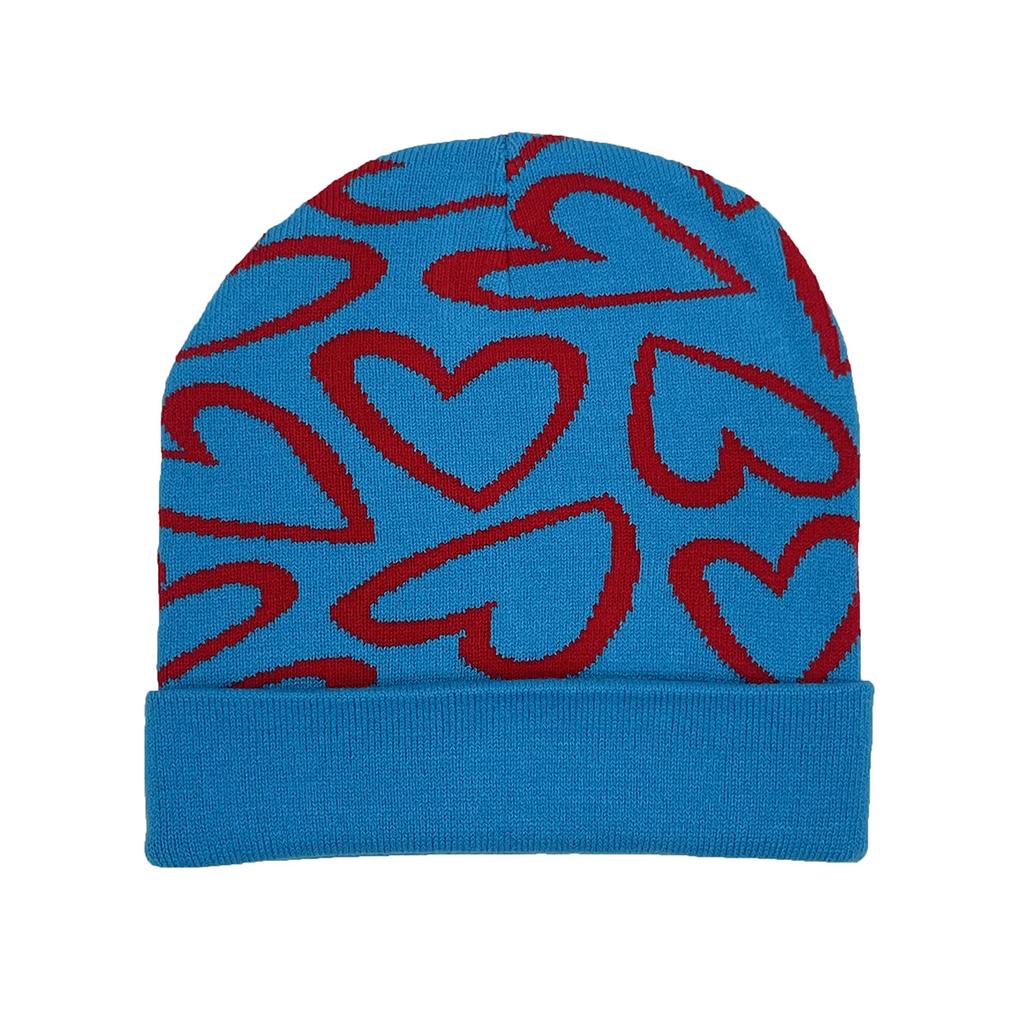 Autumn And Winter Heart-Shaped Wool Hat Women'S Casual Versatile Cute Colored Love Jacquard Knitted Hat Couple