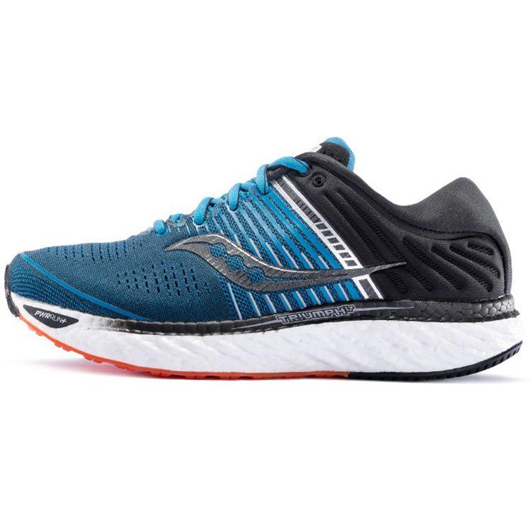 SAUCONY Triumph 17 Victory Flagship Mesh Cushioning Non-Slip Breathable Lightweight Rebound Low-Top Running Shoes Men Sneaker Blue Black S20546-25