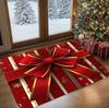 3D Weihnachtsmann späht an der Tür Fußmatte Innen- und Außenfußmatte Feiertagsdekoration Teppich Geeignet für Weihnachtsfußmatten