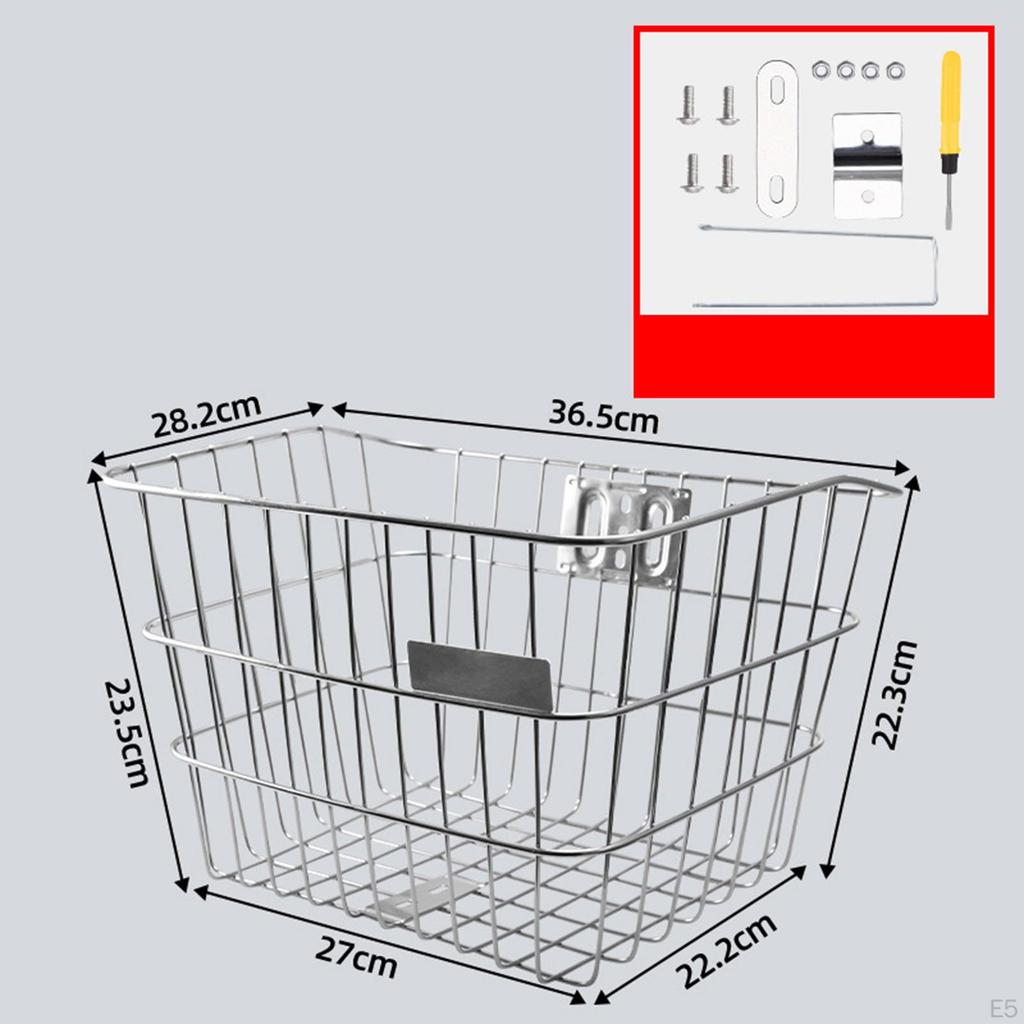 Bike Basket Front Stainless Steel Portable Mountain Bikes Storage Rack for Commuting