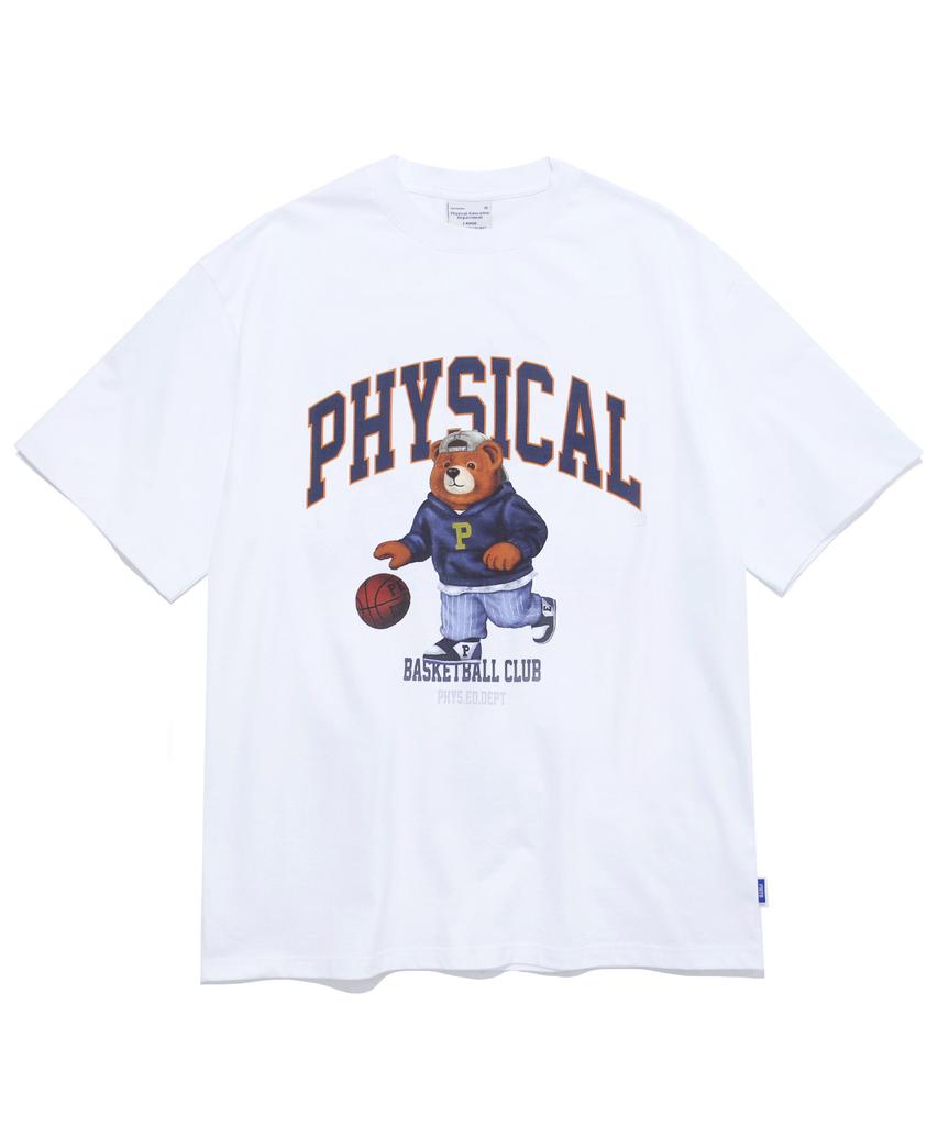 PHYSICAL DEPARTMENT Basketball Bear Short Sleeve T-Shirt_White