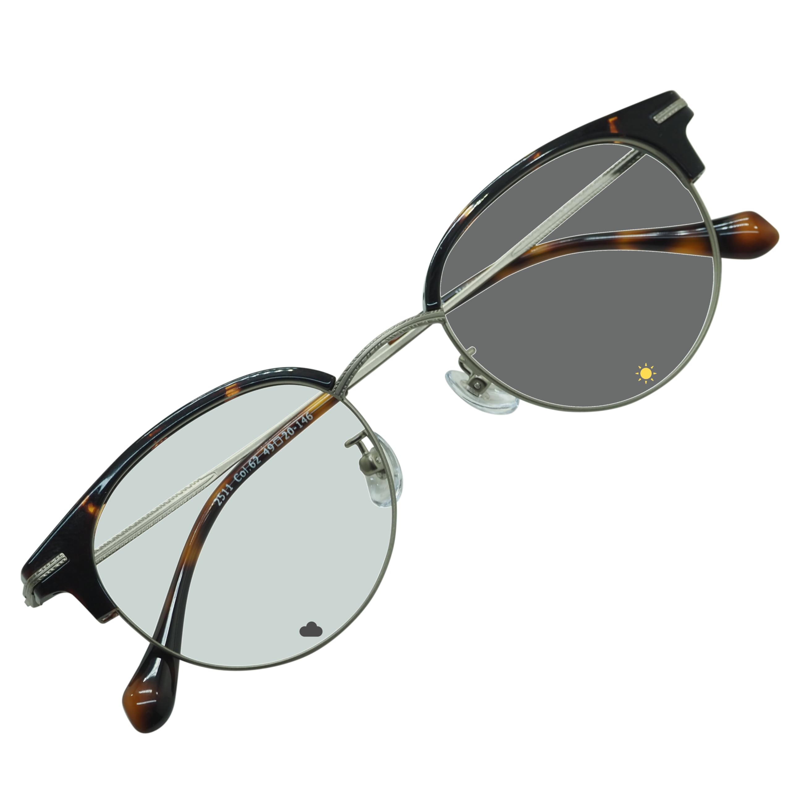 

[OTC.web] 2511HC Поляризационные фотохромные солнцезащитные очки, Оправа «Броулайн» Бостон Классика Ретро Стильные Защита от УФ Металлические носоупоры (Деми Браун C62)