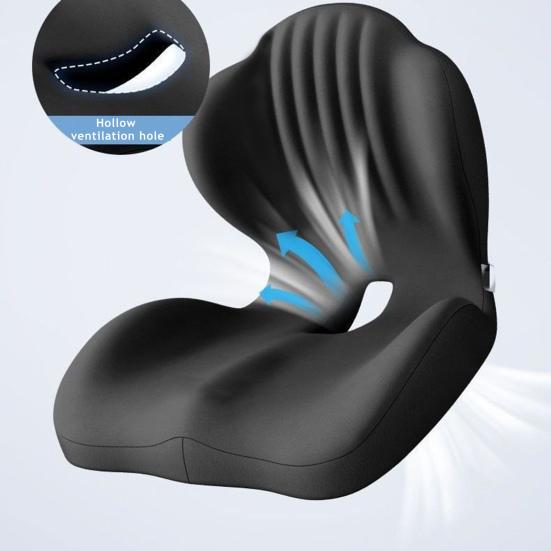 Ergonomický polštář na sedadlo z paměťové pěny s L-tvarem, dutý pro cirkulaci vzduchu, s opěrkou beder, protiskluzový polštář na kancelářskou židli