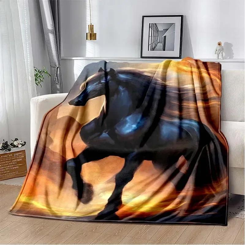 3D Print Cartoon Pentium Horse Flannel Blanket,Multi-purpose Holiday Gift Blanket Warm And Soft Blankets All Seasons