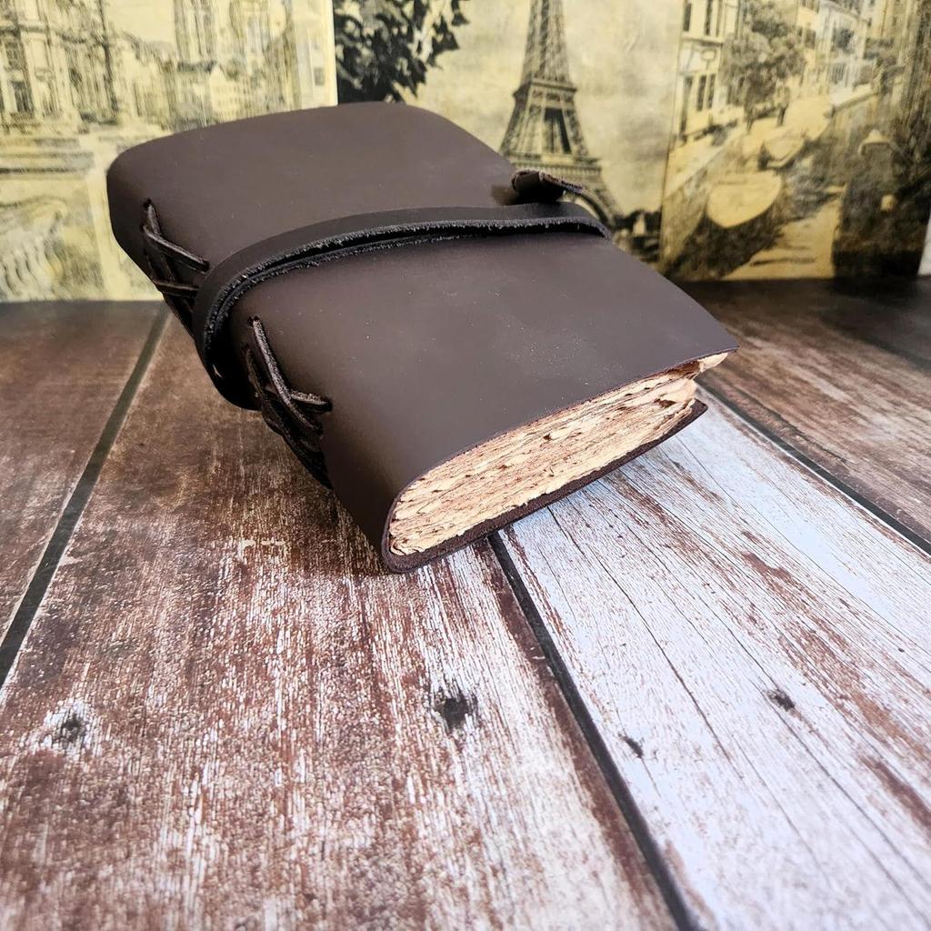 Echtleder-Skizzenbuch Journal Dairy mit 200 Büttenrandpapieren und Spitze