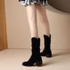 Autumn Winter Pointed Toe Middle Heel Ladies Mid Calf Shoes Gothic Comfortable and Elegant 2025 New Y2k Women's Half High Boots