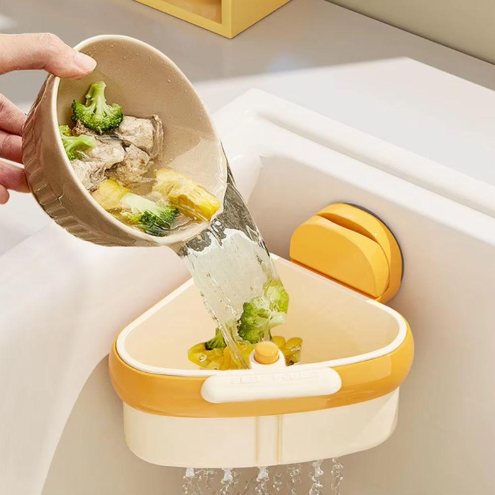 Removable Plastic Triangle Sink Filter One-touch Drainage Kitchen Sink Strainer Vegetables Washing