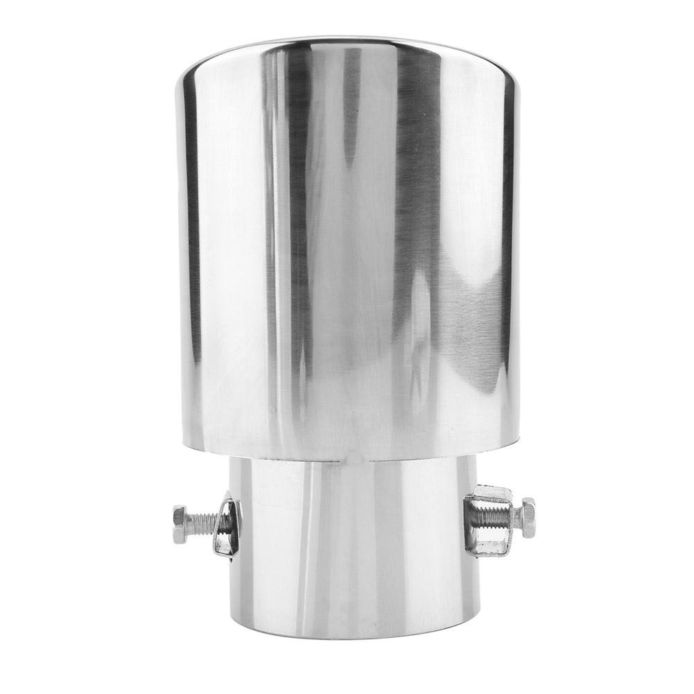 Blank Sølv Rustfritt Stål Universalt Bil Rett Eksosrør Bakre Lyddemper Tips Hale Hals