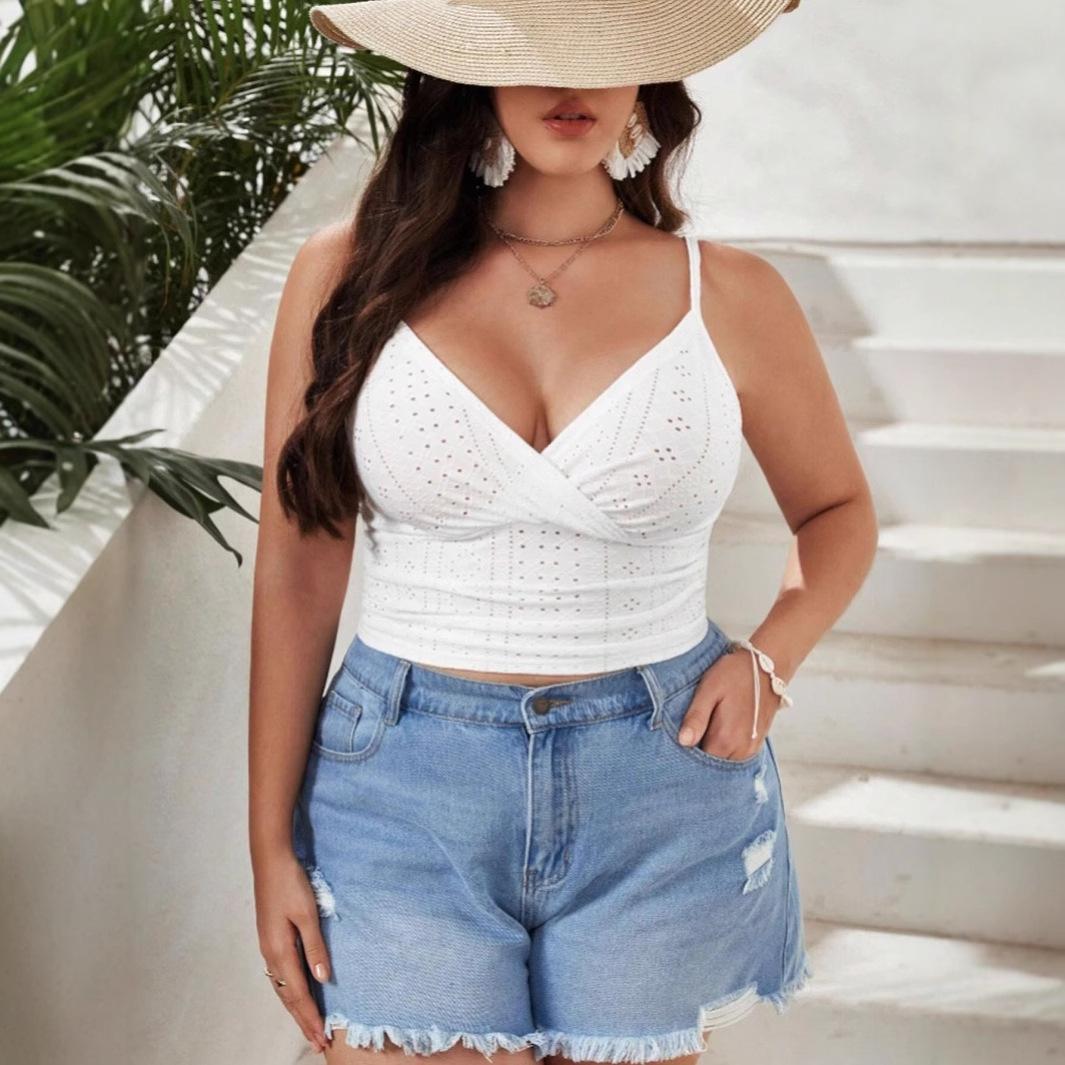 

Женский сексуальный тонкий полый белый жилет на подтяжках 5XL