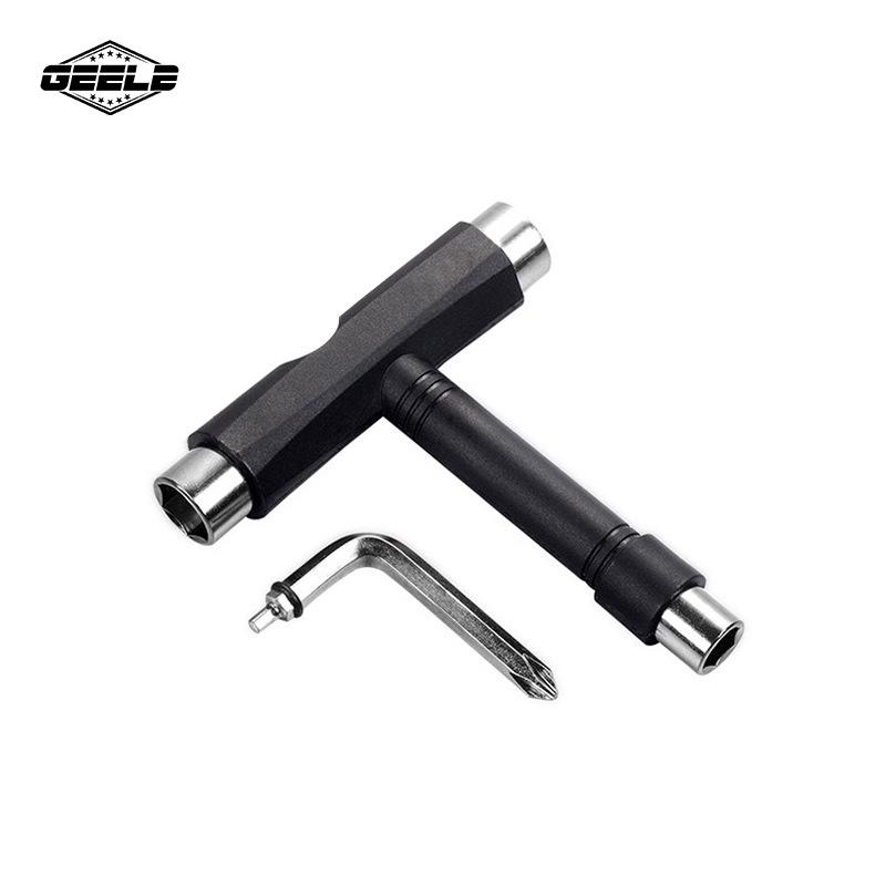 

Универсальный Т-образный инструмент для скейтборда Geele: Четырехколесный многоголовочный гаечный ключ чёрный