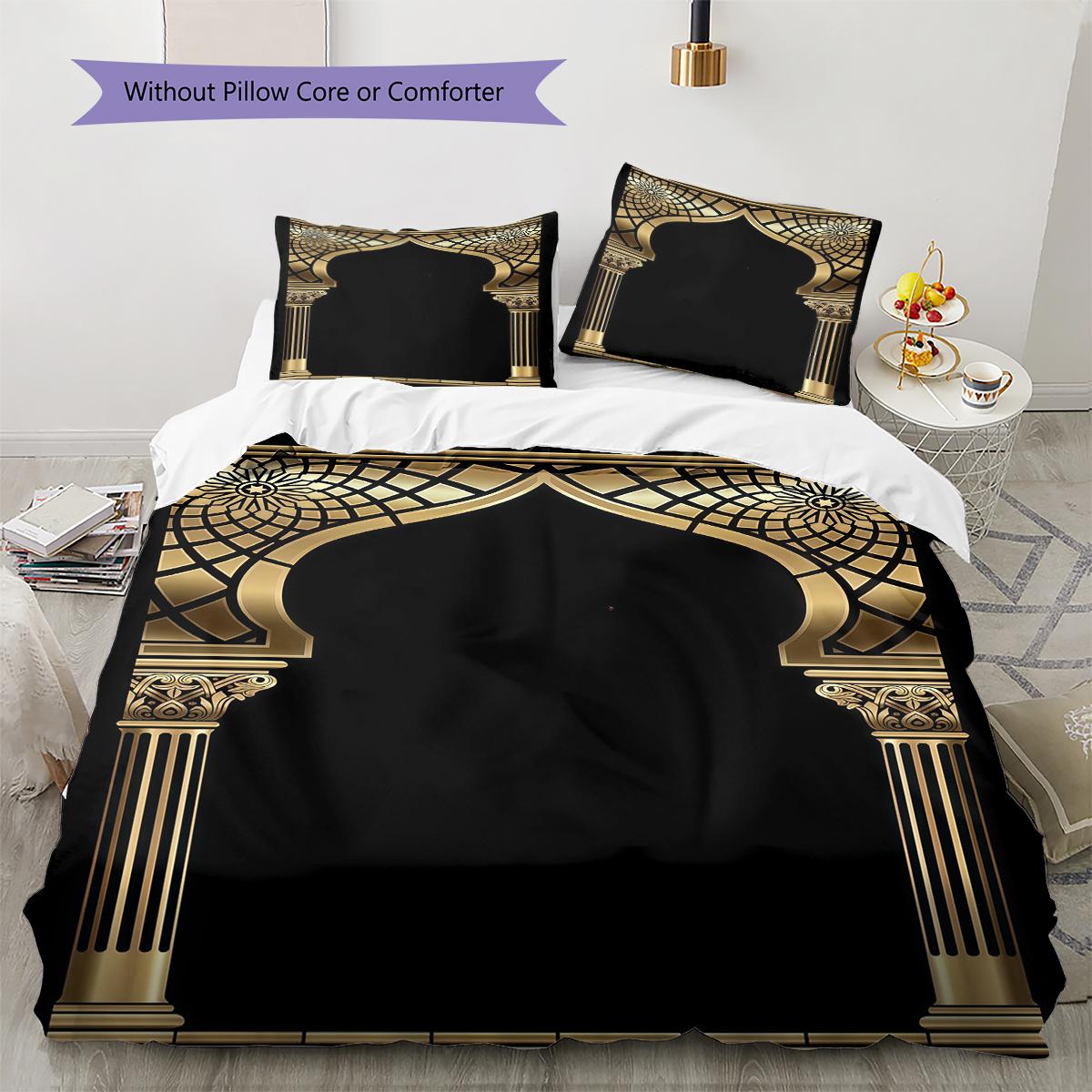 

Muslim Pattern Bedding,Quilt Set Quilt Cover Pillowcase Home Birthday Gift (1 * duvet cover + 2 * pillowcase, without core) 135x200cm