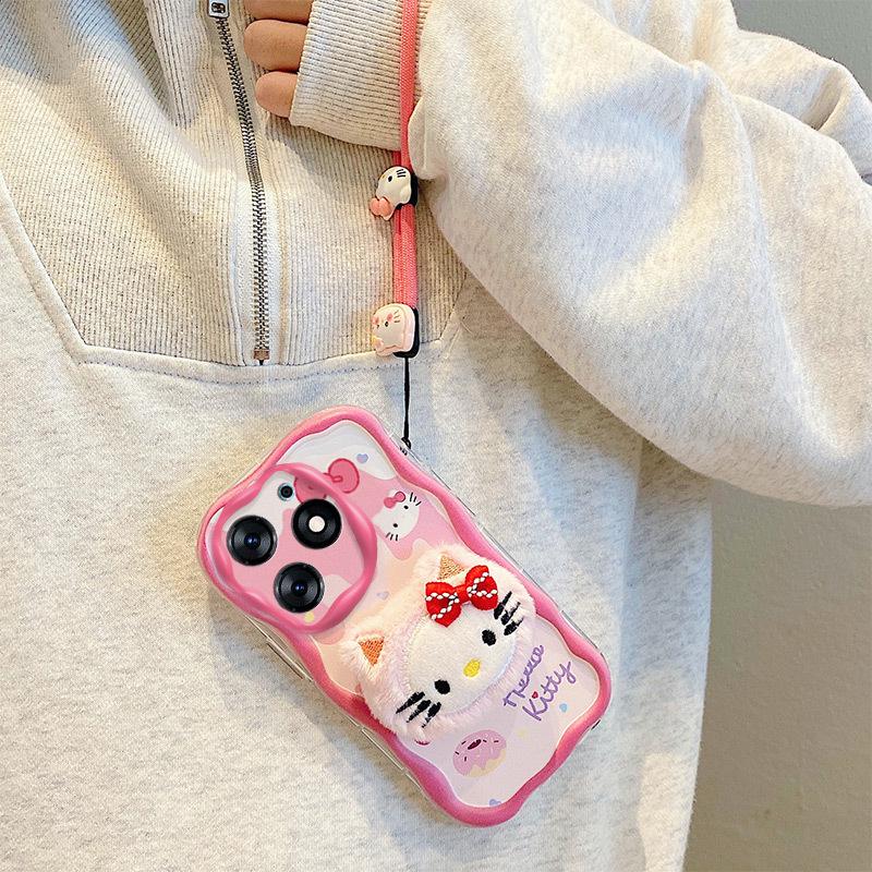 Vivo S18 Pro/Y76s/V25 Cute Plush Cartoon Soft Shell Phone Case - Shockproof & All-Inclusive Design