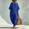 Women's Linen V Neck Jumpsuit with Pockets Wide Leg Romper