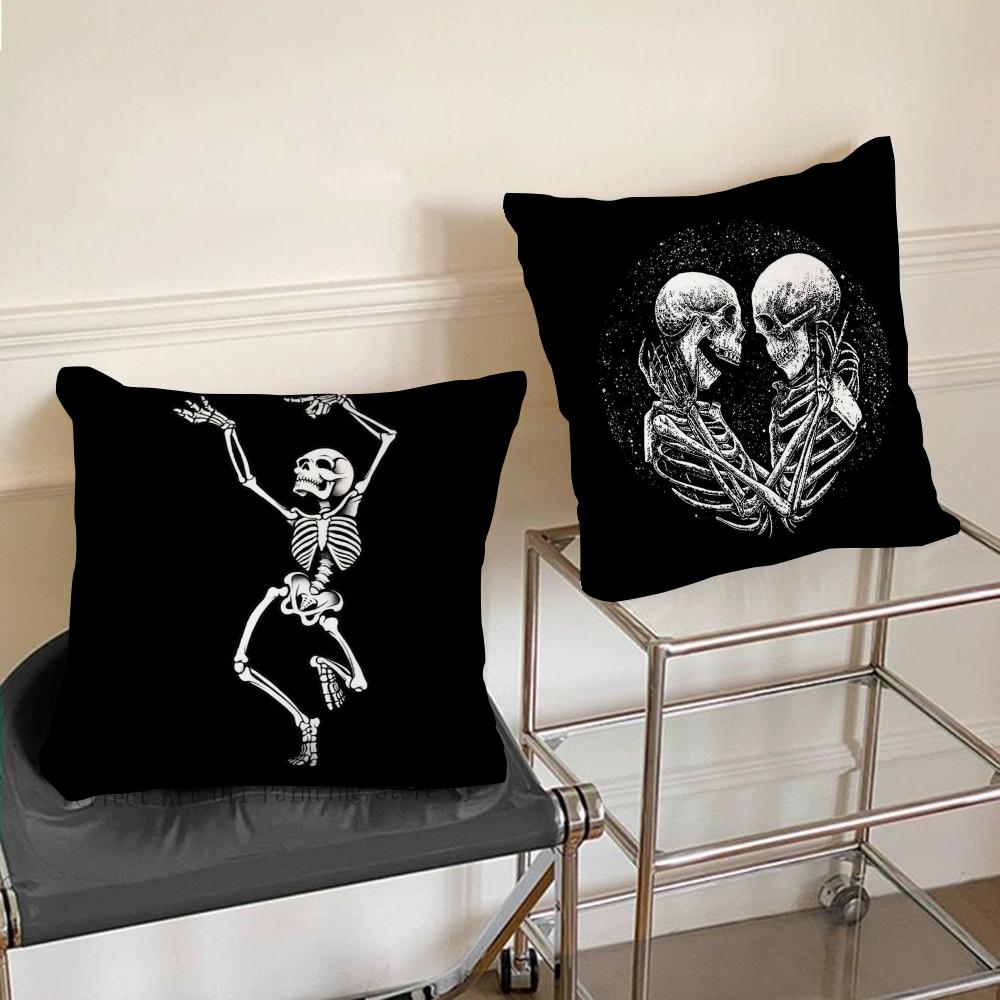 1pc Anatomical Skeleton Chalkboard Pillow Case Square Bedroom Sofa Leisure Comfort Cushion Car Living Room Home Decoration