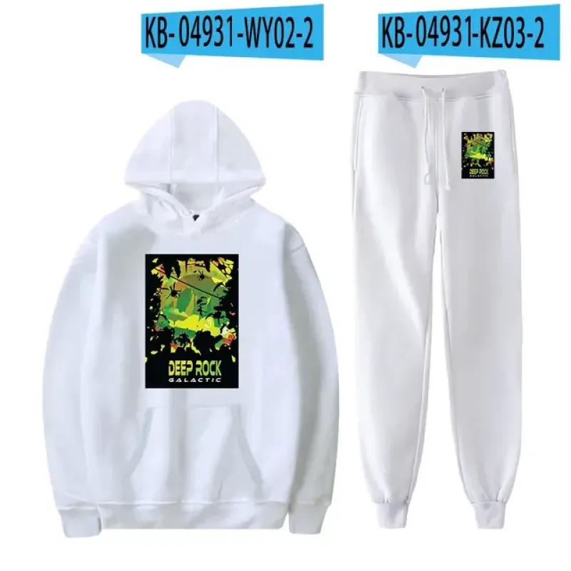 Deep Rock Galactic Casual träningsoverall 2-delads set huvtröja + byxor kostym Sportkläder Streetwear Casual joggingkläder